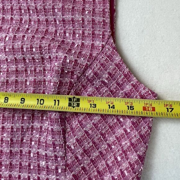 Eliza J Tweed Sleeveless Mini Dress Pink Barbie Old Money Classic-6 - Picture 6 of 12